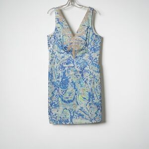 Lilly Pulitzer Blue and Green Floral Shift Dress